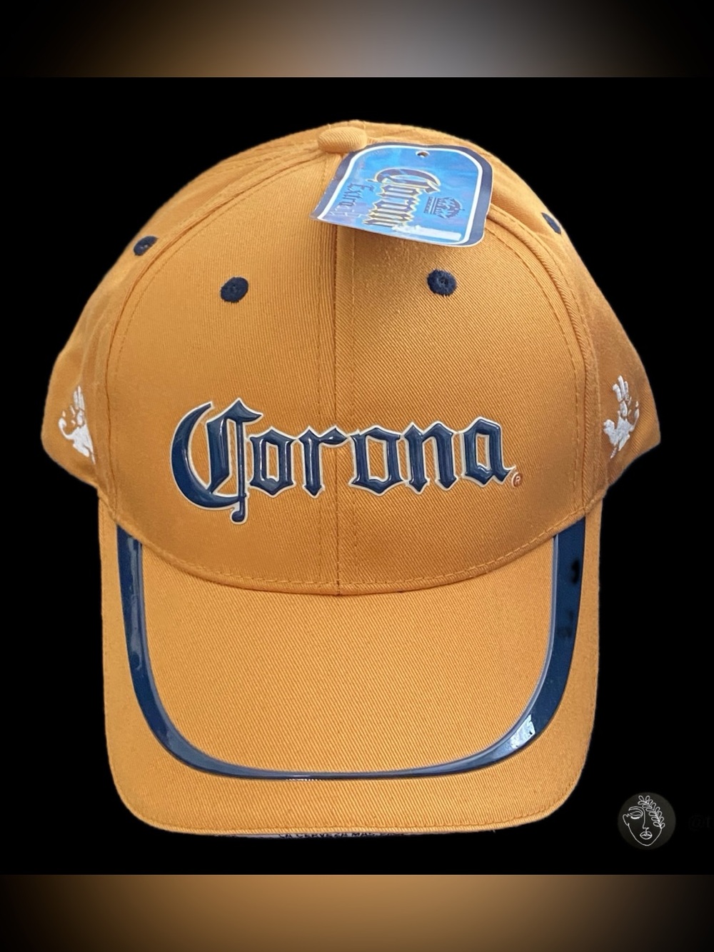 VTG Corona Extra Beer Hat Mustard Yellow Navy Trim Bio-Domes Headgear NWT Cap